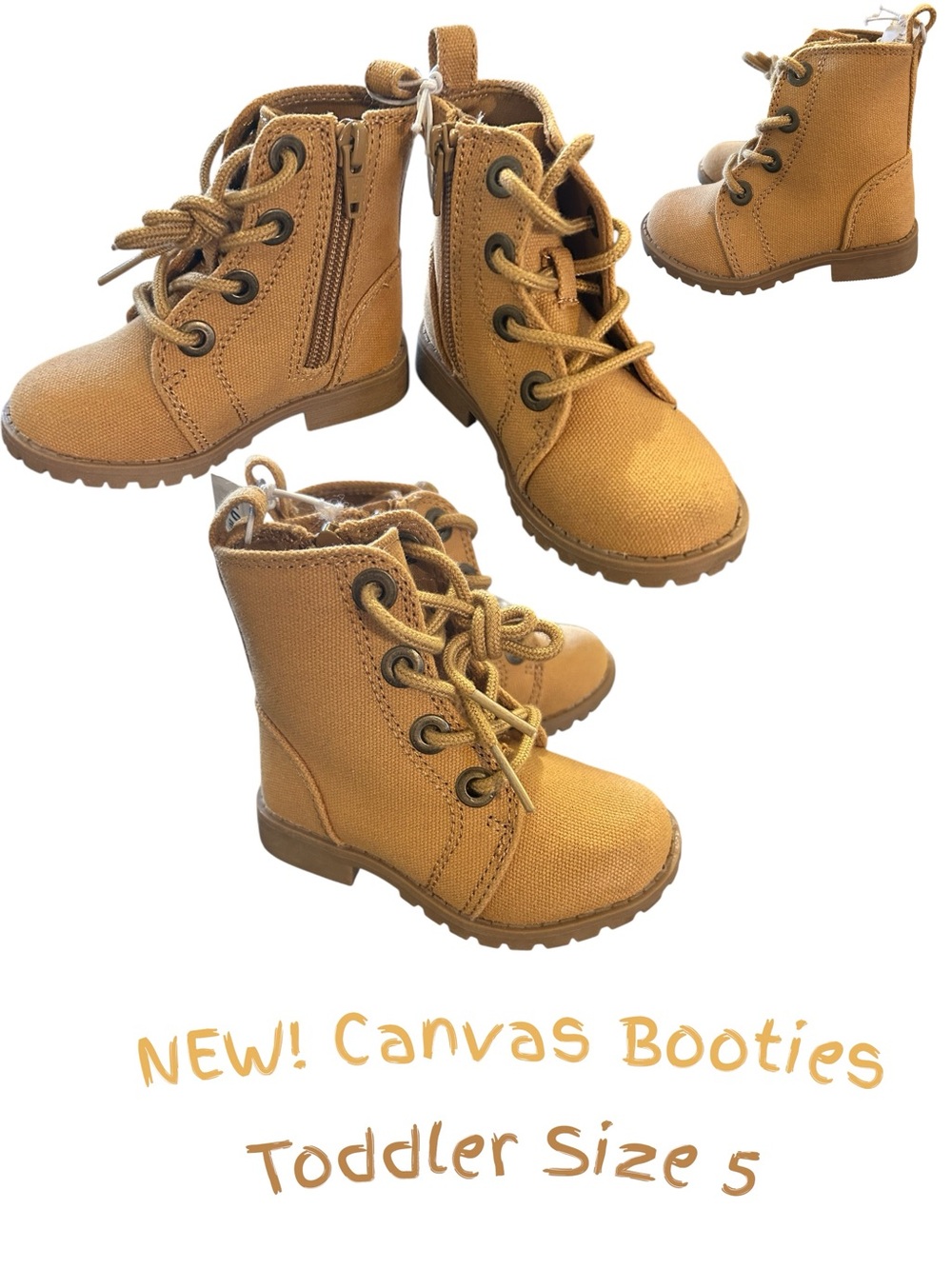 NEW! Old Navy Toddler Canvas Lace-Up Girl Boots in Tan